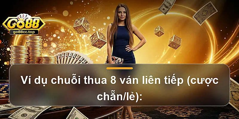 Ví dụ chuỗi thua 8 ván liên tiếp (cược chẵn/lẻ):