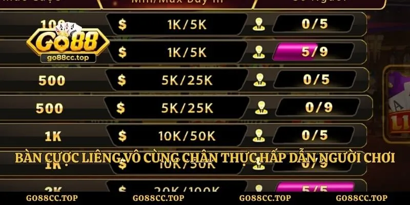 Bàn cược liêng vô cùng chân thực hấp dẫn người chơi