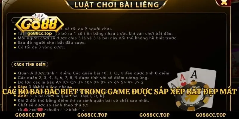 Các bộ bài đặc biệt trong game được sắp xếp rất đẹp mắt