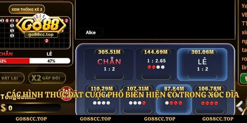 Các hình thức đặt cược phổ biến hiện có trong xóc đĩa live