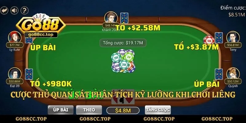 Cược thủ quan sát phân tích kỹ lưỡng khi chơi liêng
