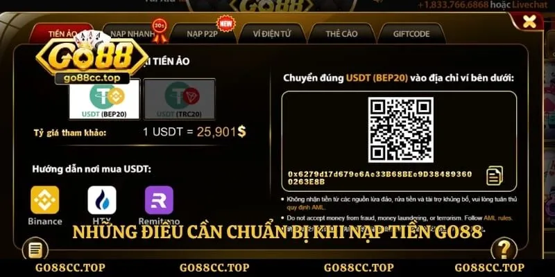 Nạp Tiền Go88 - Hướng Dẫn Cách Giao Dịch Nhanh, An Toàn 1 Những điều cần chuẩn bị khi nạp tiền Go88
