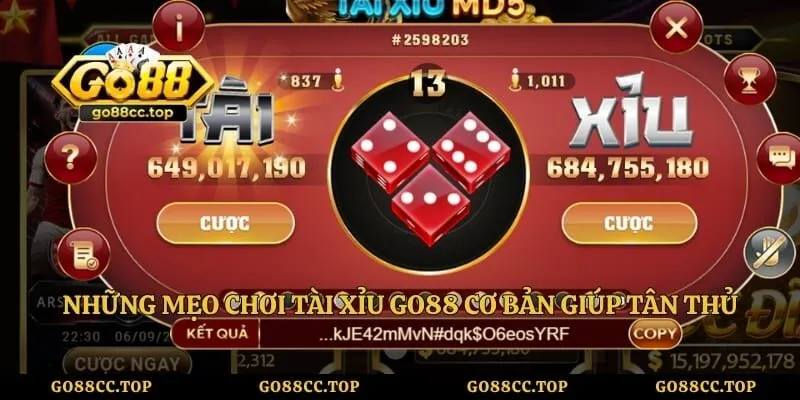 Những mẹo chơi tài xỉu go88 cơ bản giúp tân thủ chơi chủ động hơn