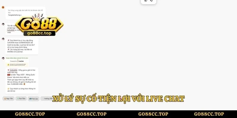 Liên Hệ Go88 - Hỗ Trợ Giải Đáp Mọi Thắc Mắc Cho Thành Viên 3 Xử lý sự cố tiện lợi với live chat